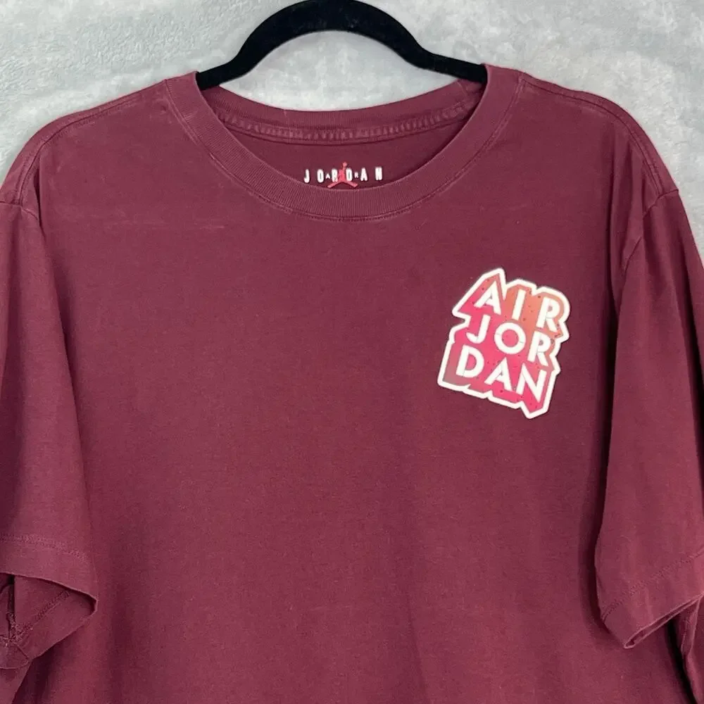 Nike‎ Jordan Sticker Mash Logo T-Shirt Mens XL Maroon